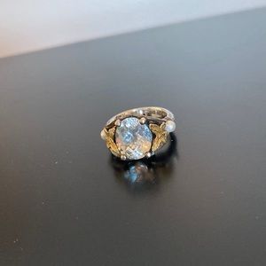 925 Silver, clear stone. Butterfly and Pearls